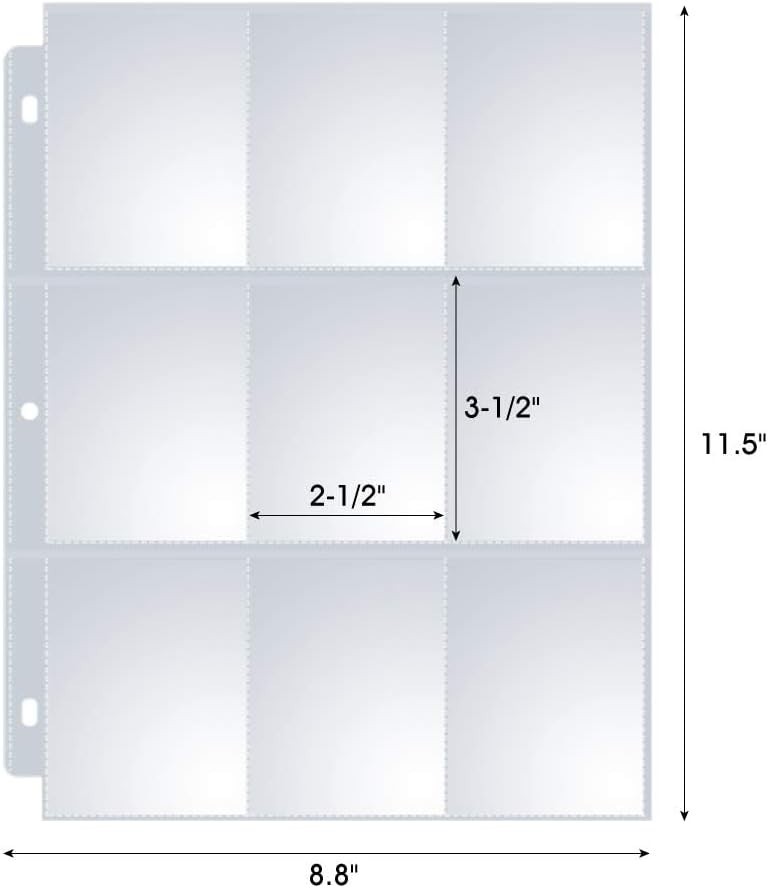 Baseball Card Holder Sheets for 3 Ring Binder, 400 Pack