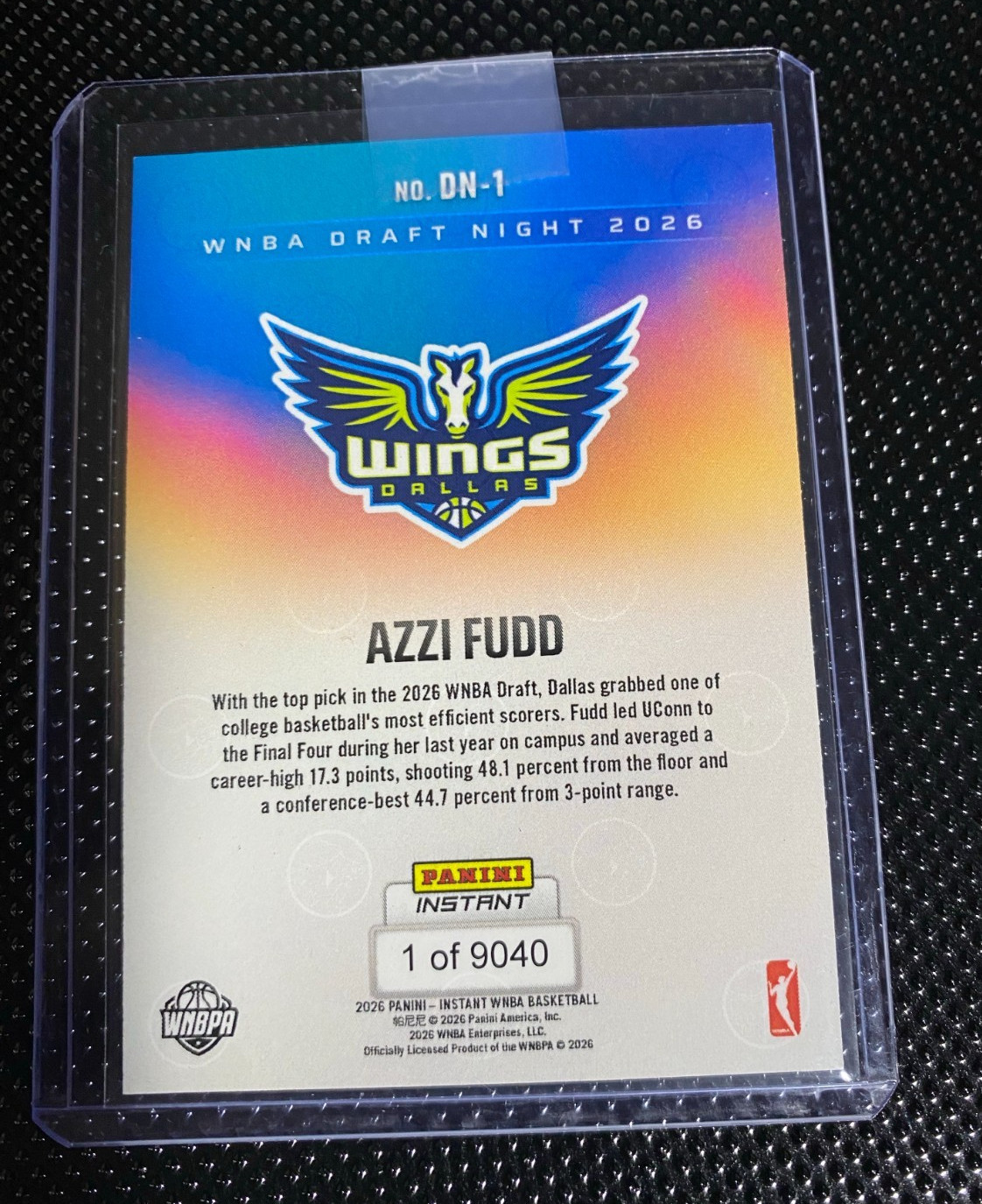 AZZI FUDD #1 2026 Panini WNBA Draft Night Dallas Wings RC Rookie – IN STOCK