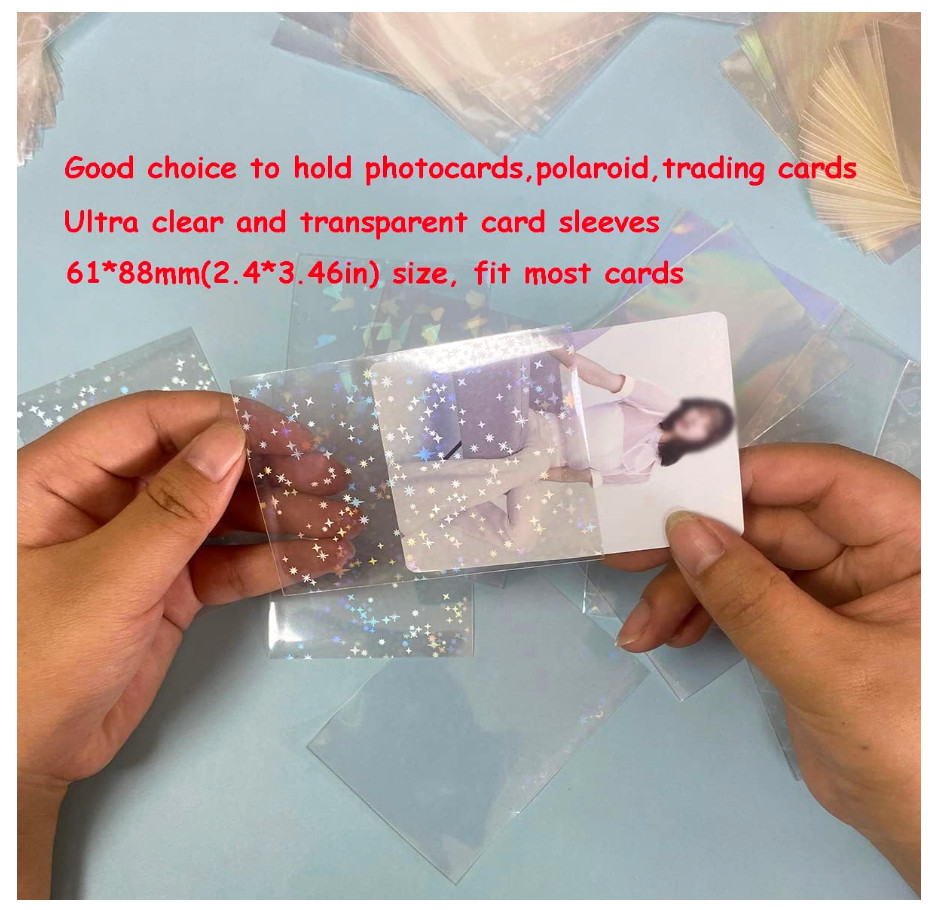 300 Pcs Kpop Photocard Sleeves Laser Flashing Card Sleeves Heart Star Glass G…