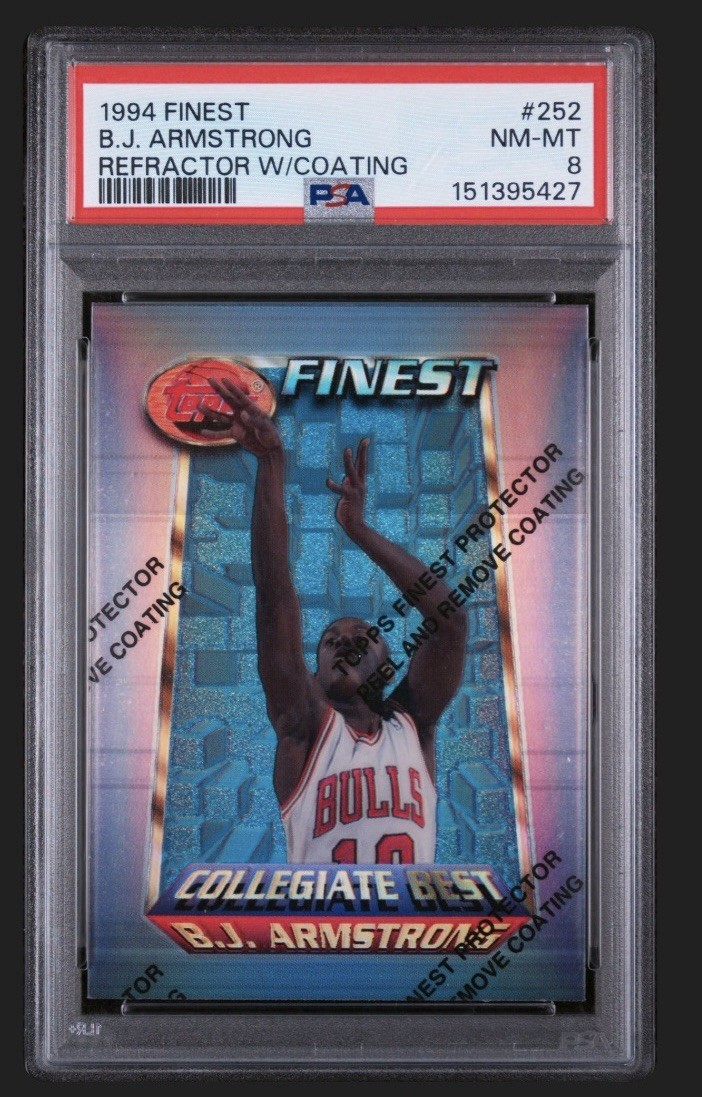Topps 1994 Finest B.J. Armstrong The Kid #252 Refractor w/Coating PSA 8 POP 1