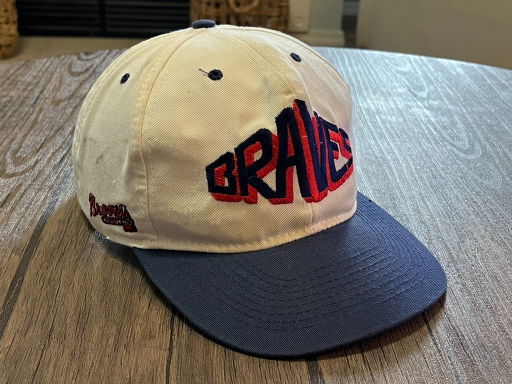 Vintage Atlanta Braves White Blue American Needle Snapback Hat Embroidered
