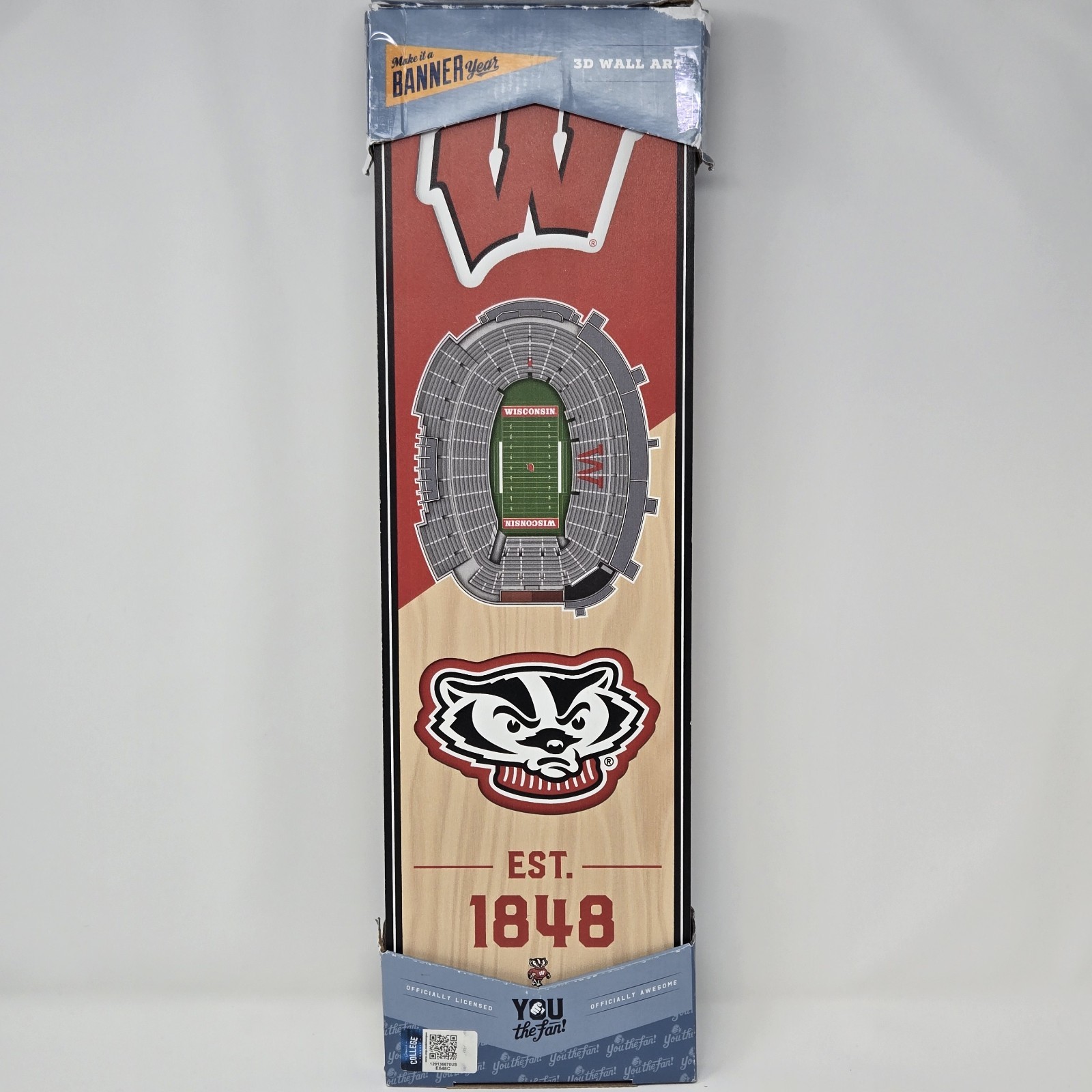 Wisconsin Badgers NCAA 3D Stadium Wall Art Banner 6×19 Made in USA Wood Décor