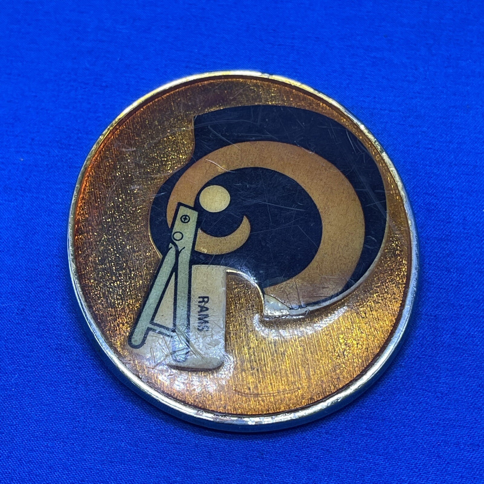 Vintage LA Rams Belt Buckle Enamel NFL Officially Licensed USA 2.5in. Vtg