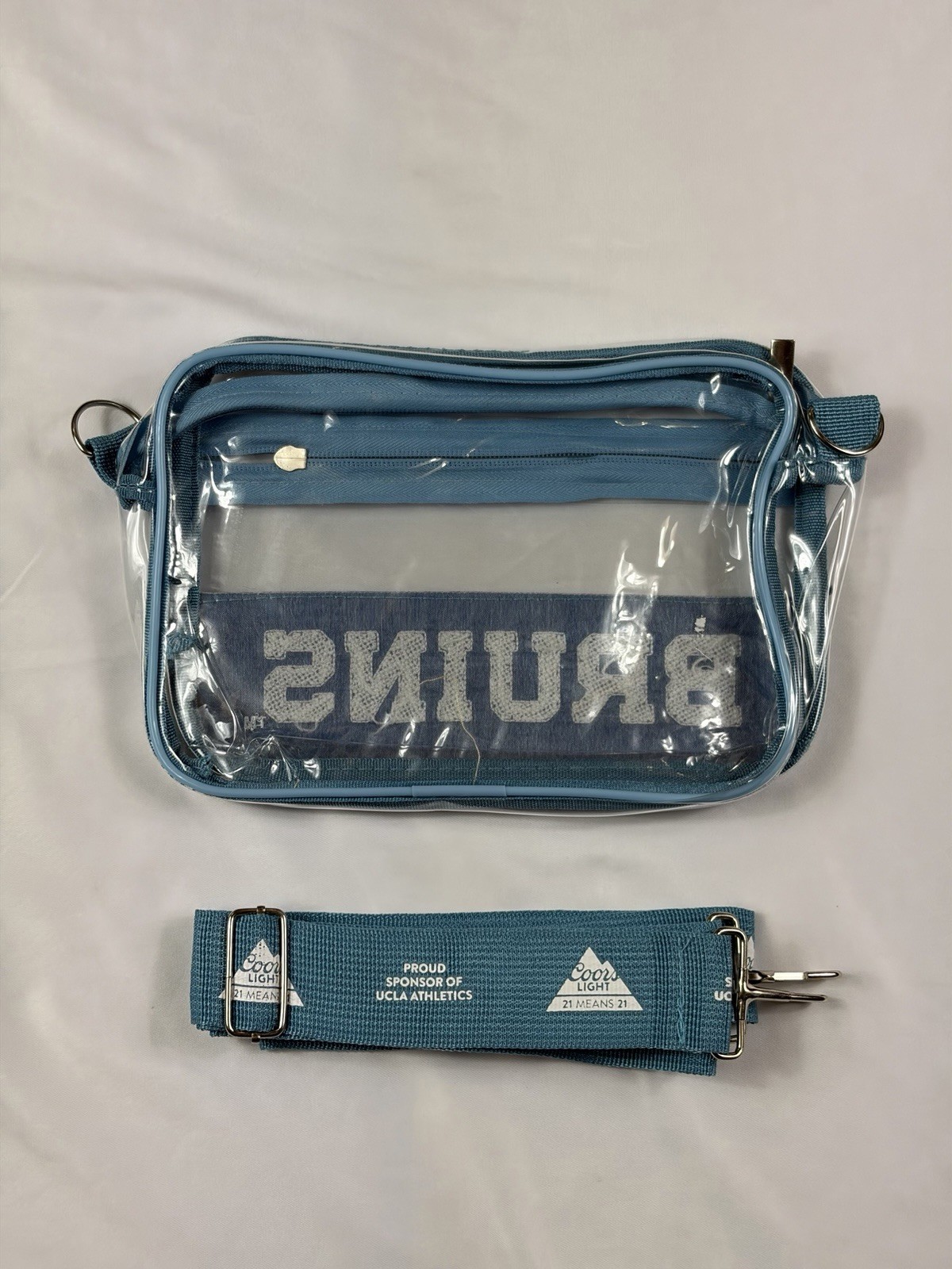UCLA Bruins Clear Crossbody Stadium Bag Purse Coors Light Sponsor Chenille Blue