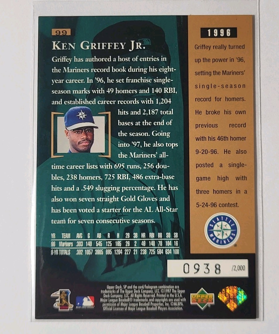 1997 Upper Deck SP – 938/2000 Ken Griffey Jr Baseball Heroes #99 Mariners