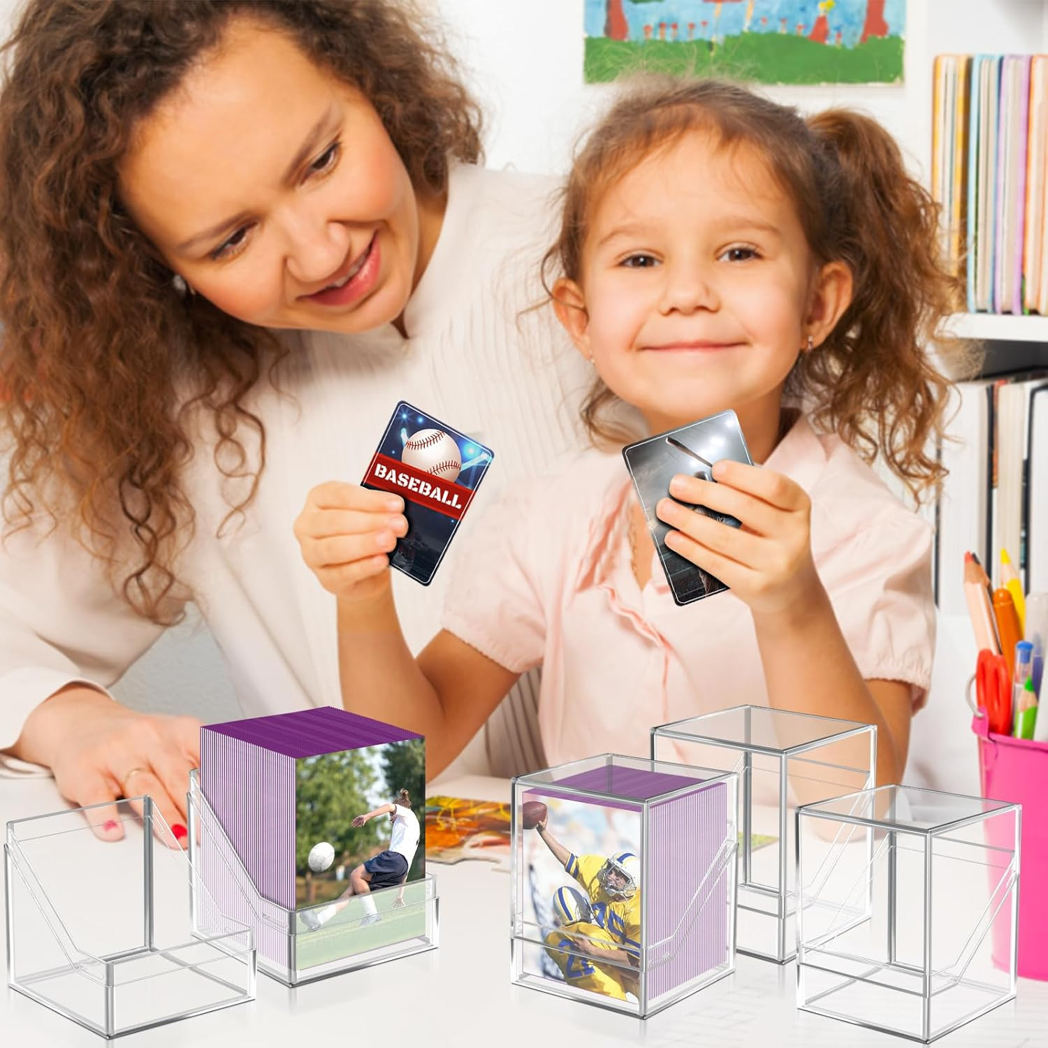 6 Pack Acrylic Card Deck Boxes Clear Trading Card Storage Cases With Dividers
