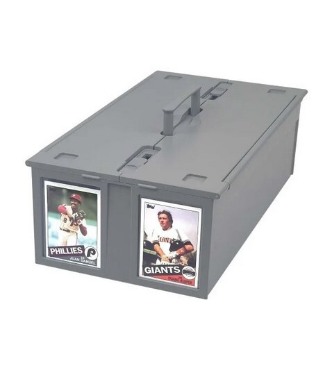 New BCW 1600 Count Gray Plastic Collectible Trading Card Bin, Hinged Lid, 2 Rows