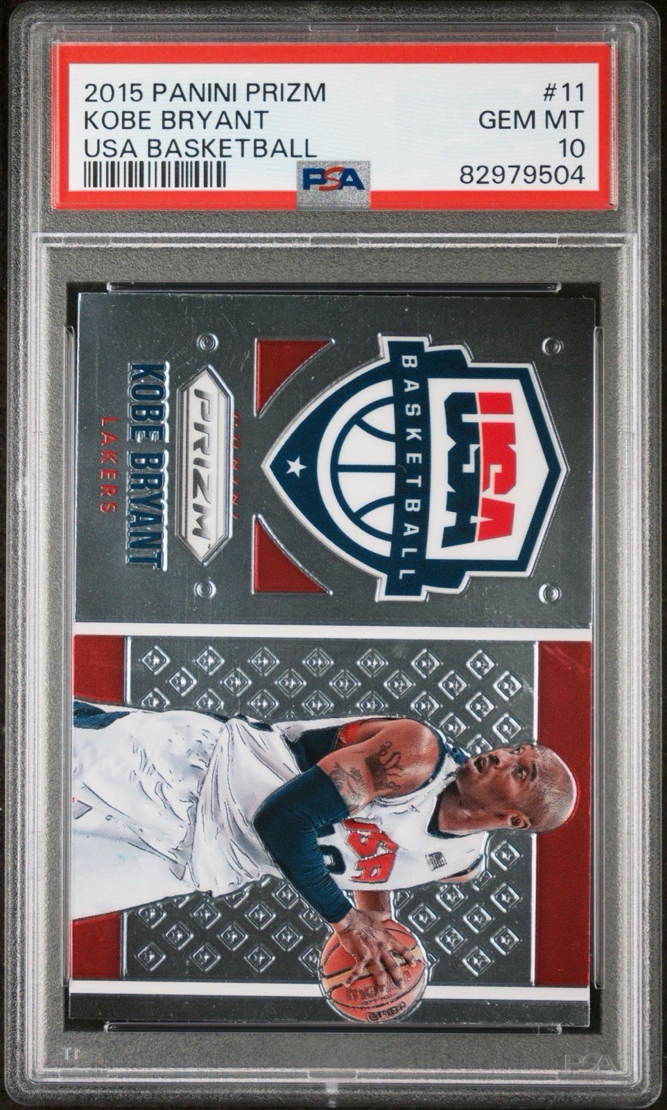 2015 Panini Prizm – USA Basketball #11 – Kobe Bryant – PSA 10 GEM MT