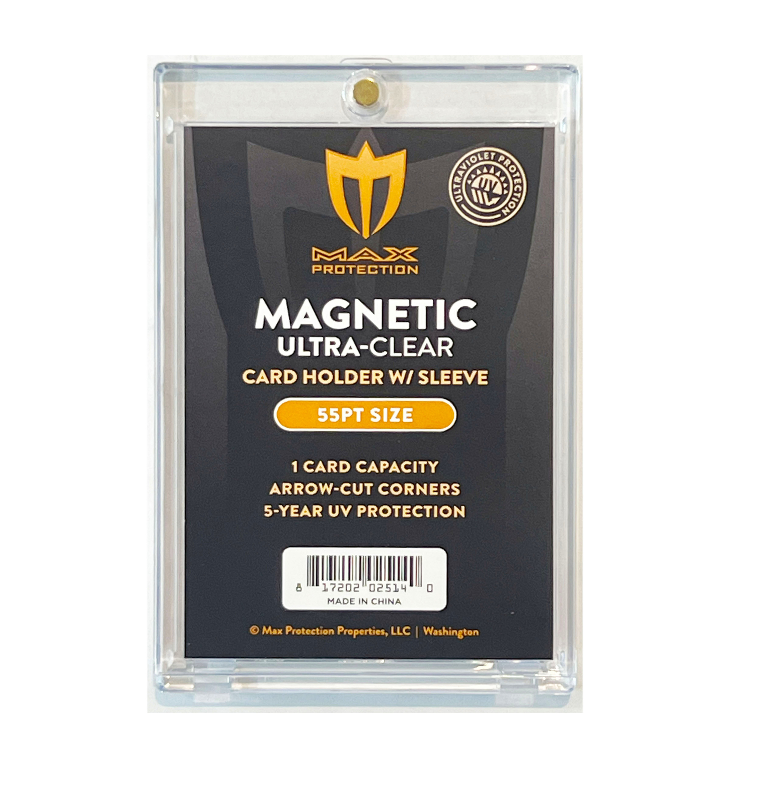 25ct Max Pro UV Ultra Clear Magnetic Card Holder 55pt w/Sleeve Size plus Sleeves
