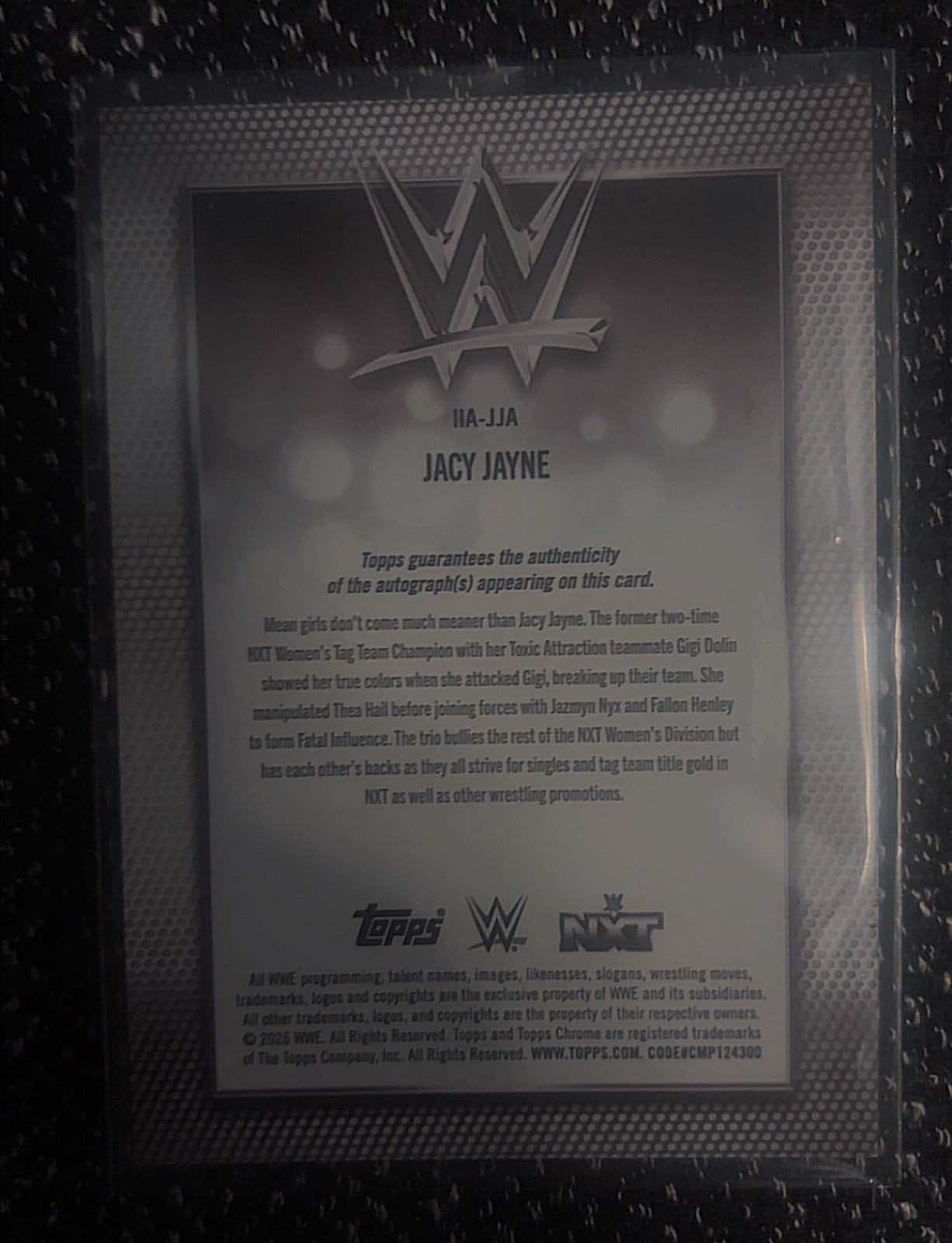 2026 Topps Chrome WWE NXT #IIA-JJA Jacy Jayne Iconic Imprint Black Auto 07/10