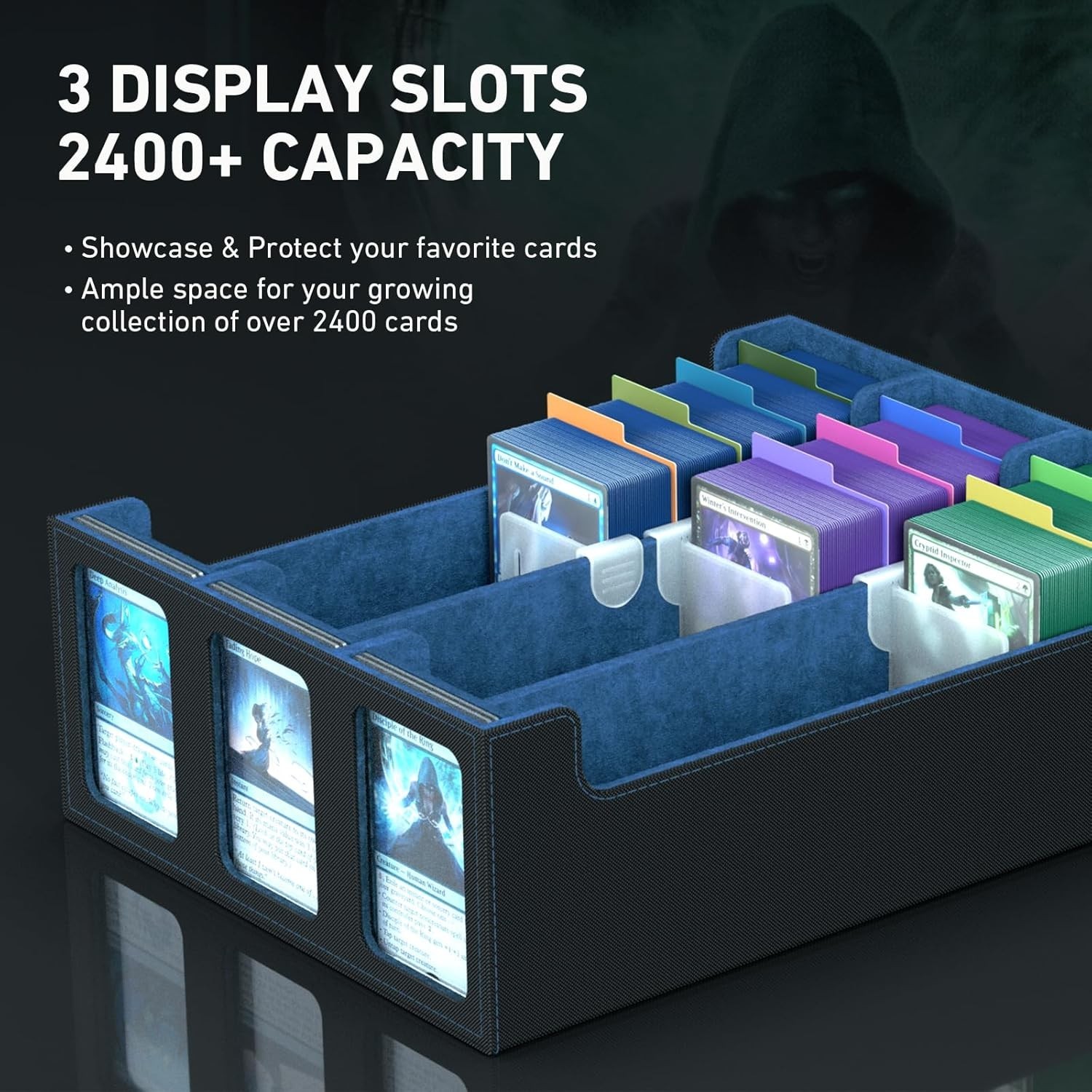 3-Row Trading Card Storage Box, Bulk Cards Case for 2400+ Mtg tcg Magic Playi…