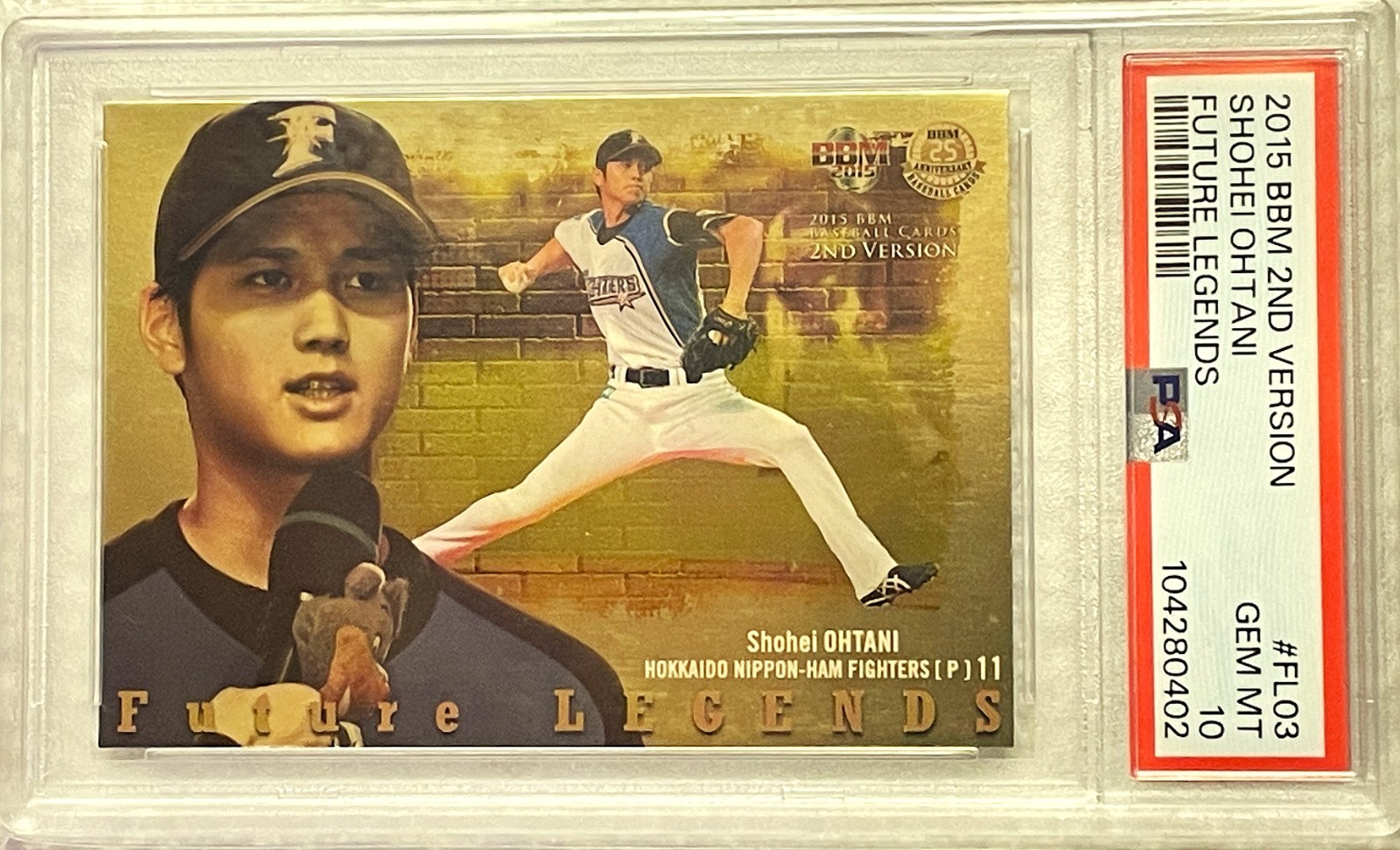 POP 19 PSA 10 Gem Mint! Shohei Ohtani 2015 BBM 2ND VERSION FUTURE LEGENDS #FL03