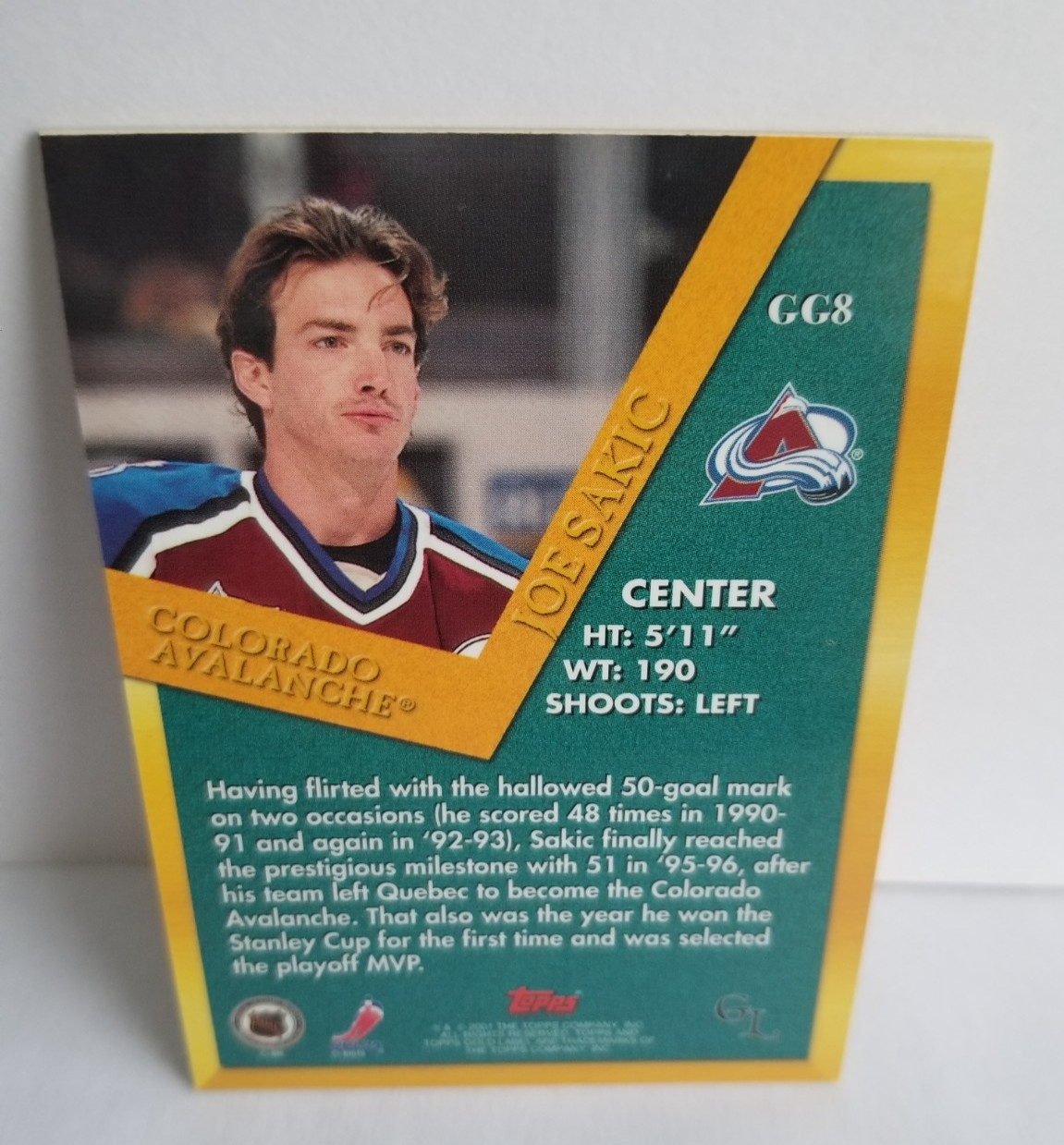 2000-01 Topps Gold Label Golden Greats Joe Sakic #GG8 HOF
