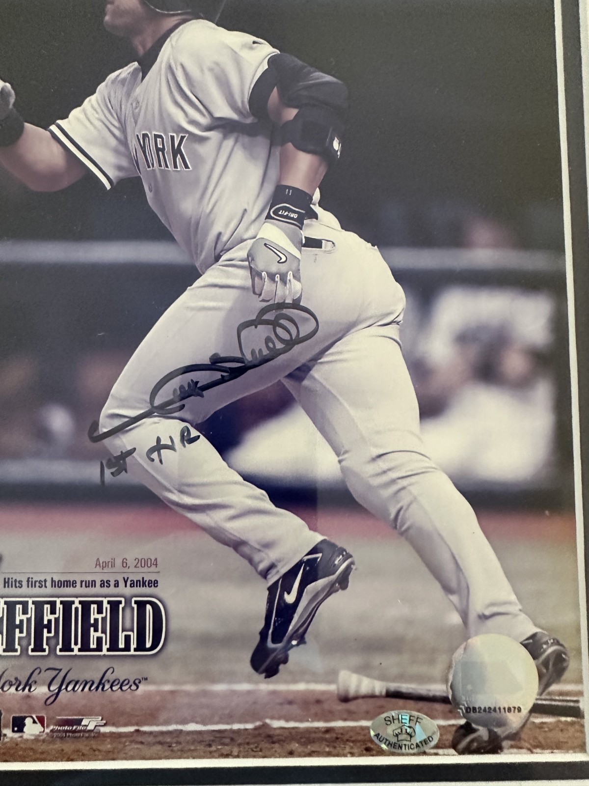 Gary Sheffield 1st Homerun as a New York Yankee Autographed Framed Photo