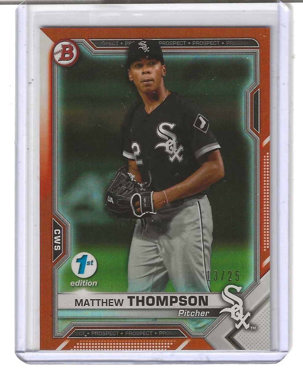 2021 Bowman 1st Edition Matt Thompson Orange Foil /25 (RC) #BFE-74