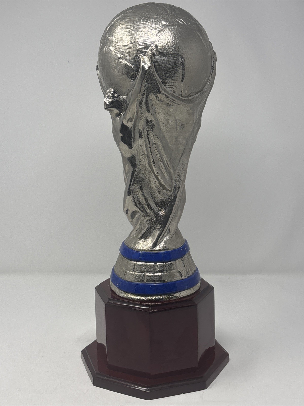 Cool Silver Tone Metal FIFA World Cup Replica Trophy On Custom Pedestal 17” High