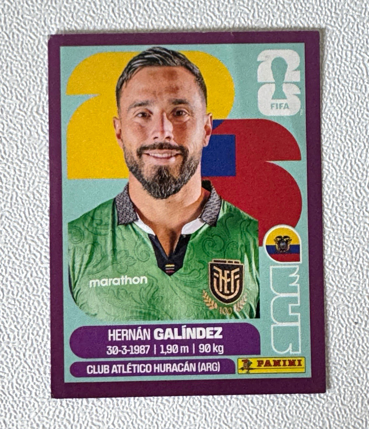 Panini FIFA World Cup 2026 Hernán Galíndez Player Portrait Sticker ECU 2