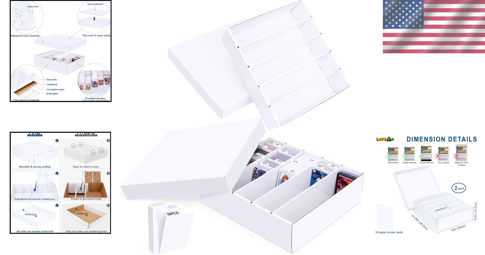 Large Capacity 5-Row Card Storage Box – Sturdy & Stackable Storage Solutions