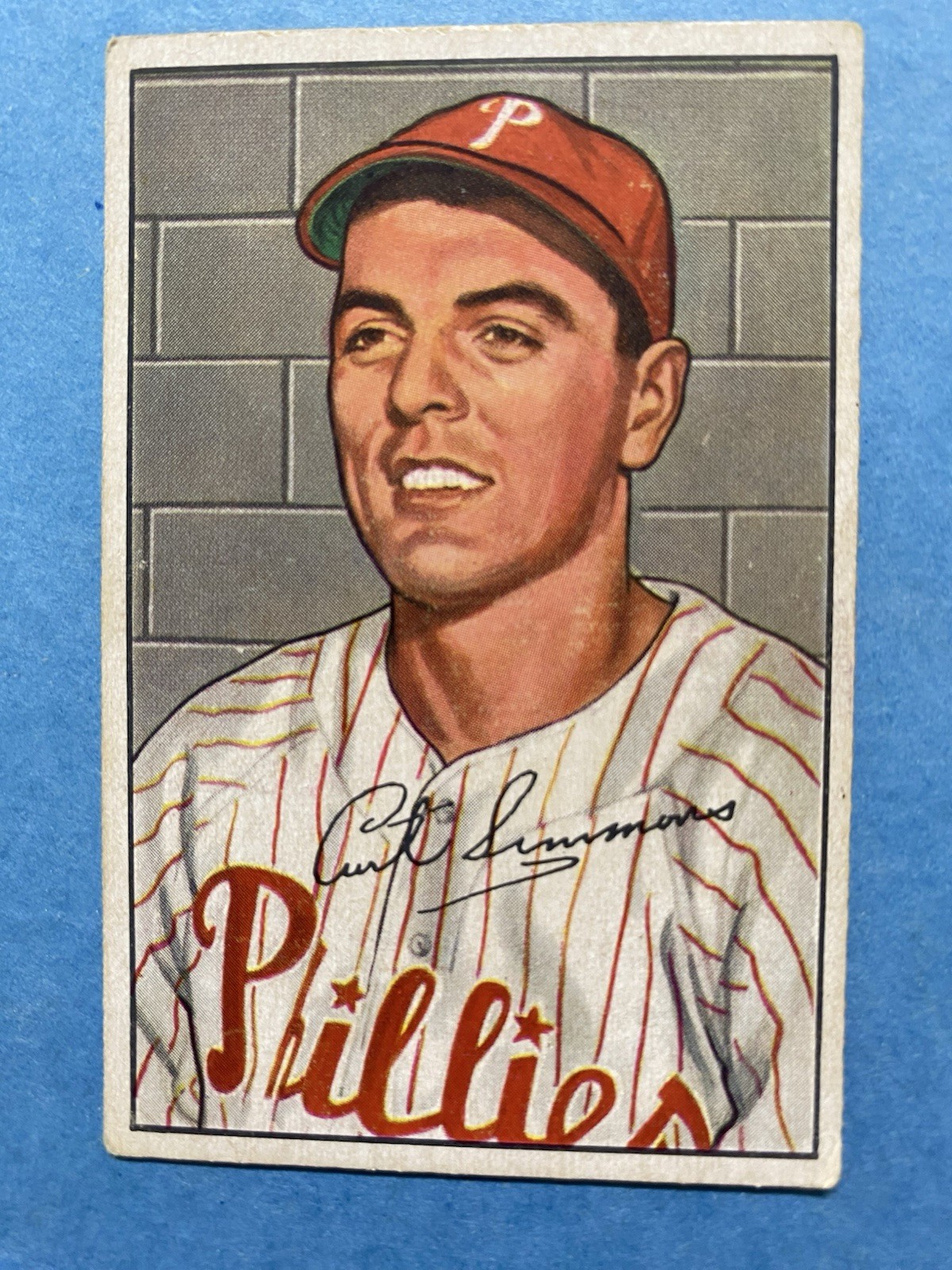 1952 Bowman – Curt Simmons #184 Philadelphia Phillies Baseball Card No Creases