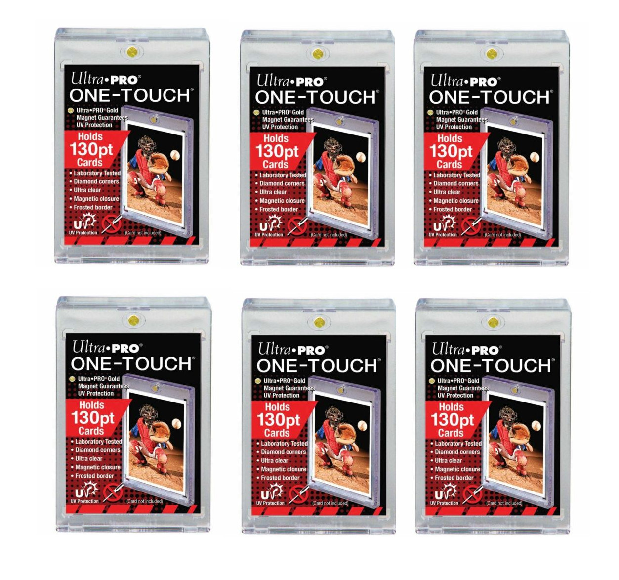 (6-Pack) Ultra Pro UV One Touch Magnetic Card Holder 130pt Protect Xtra Thick