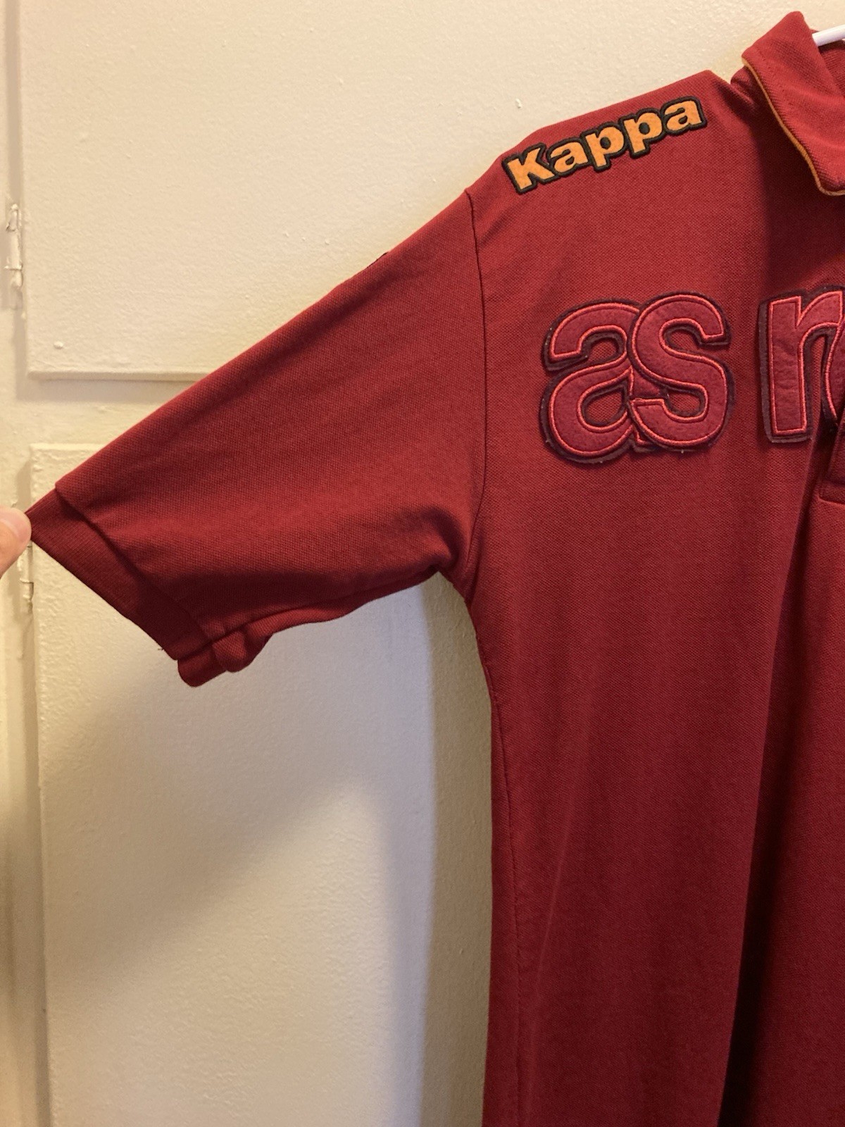 Kappa AS Roma Italy Italia Calcio Polo Shirt Mens Size M Red Slim Fit