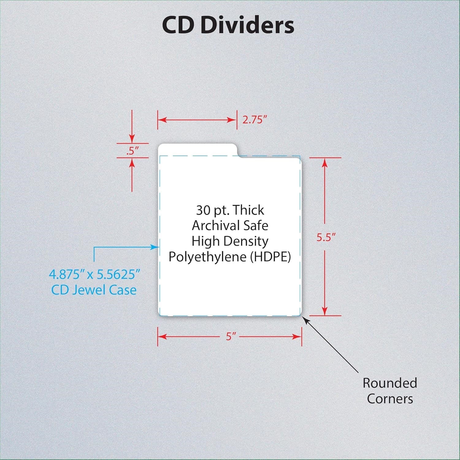25 BCW White CD Dividers w/ Write On Index Tab Archival Quality For Jewel Cases