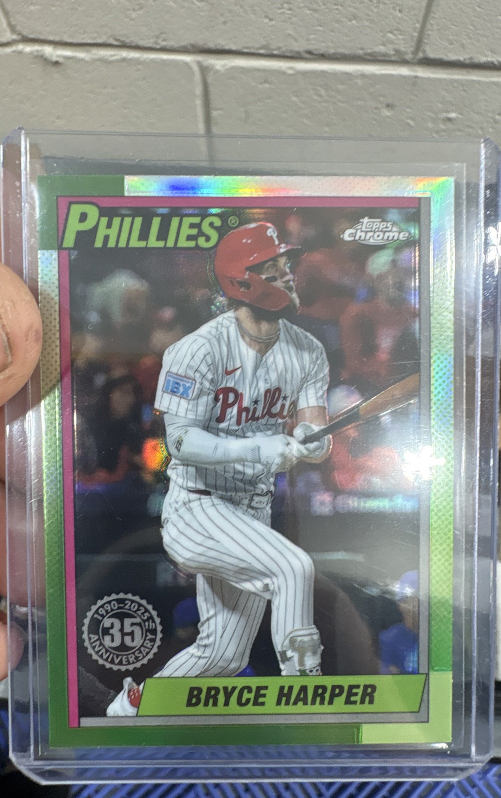 2025 Topps Chrome -1990 Topps Baseball Bryce Harper #90CB-12 Green Refractor /99