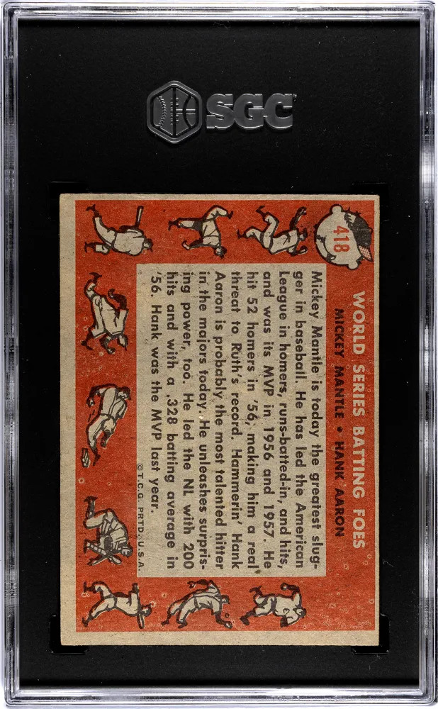1958 Topps W. S. Batting Foes #418 SGC 4