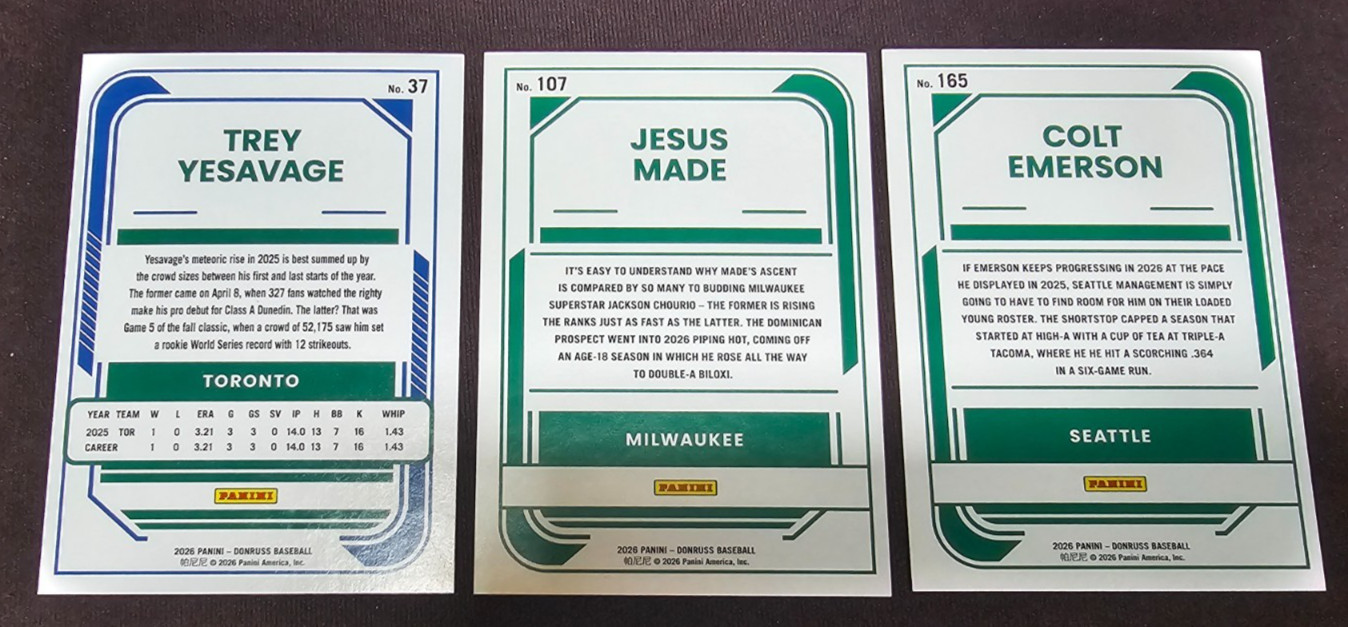 2026 Donruss Baseball Base 1-200 rated prospects – you pick