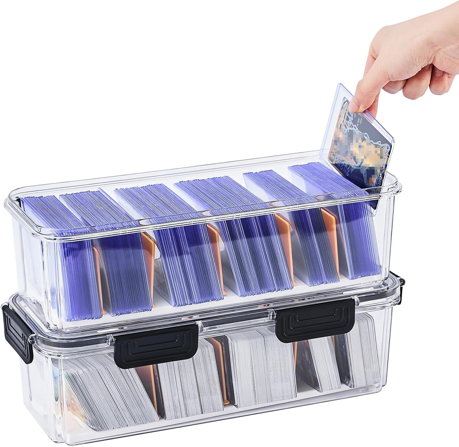 Toploader Storage Box, Trading Card Storage Box with 5 Dividers, Hard Plastic TC