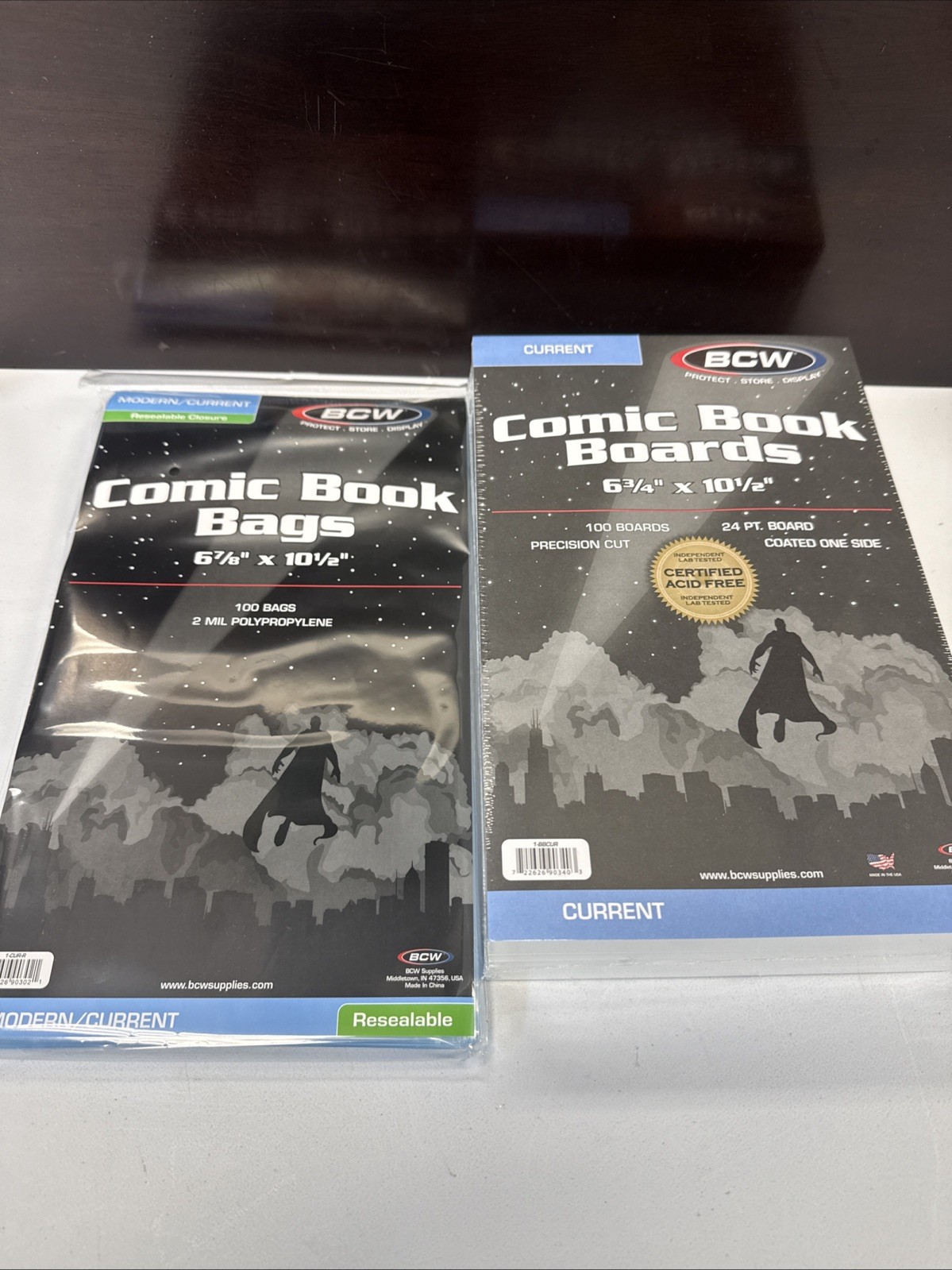 100 BCW Current Modern Resealable Comic Bags 2 MIL & Boards 6 3/4″ Combo