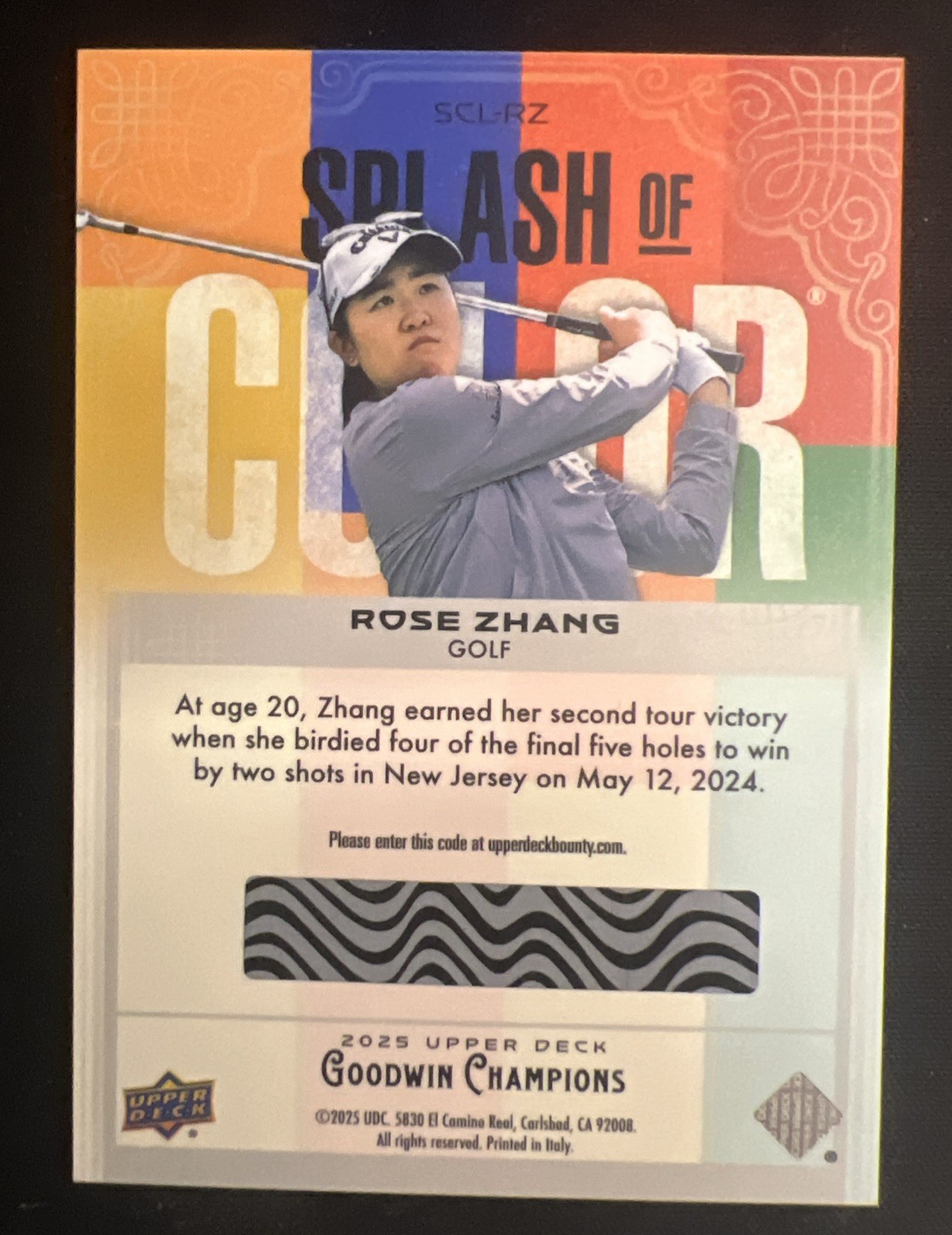 ROSE ZHANG 2025 UD Goodwin Champions #RZ Splash of Color 3-D 3D Lenticular