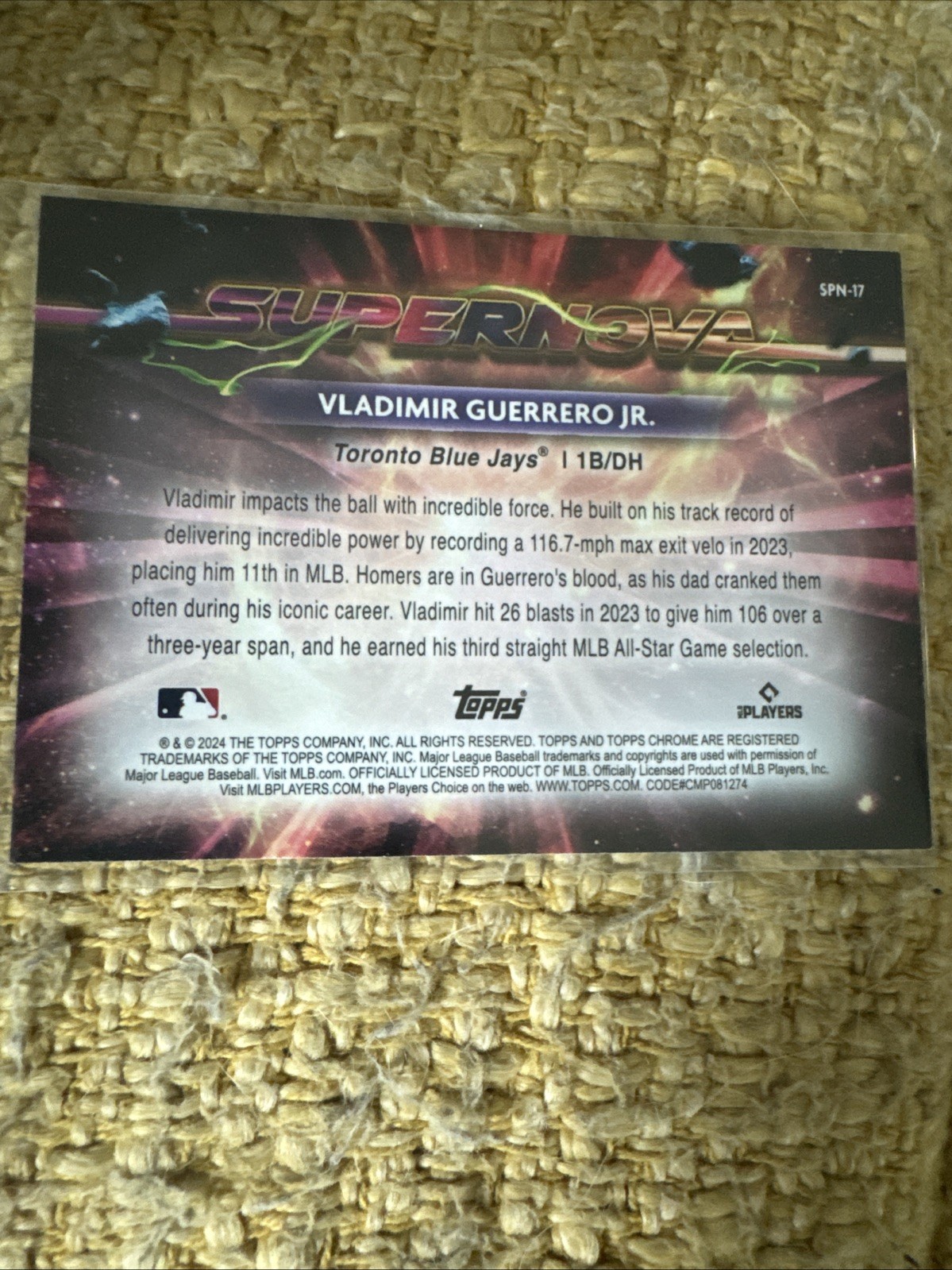 2024 Topps Cosmic Chrome – Supernova Vladimir Guerrero Jr. #SPN-17 Case Hit