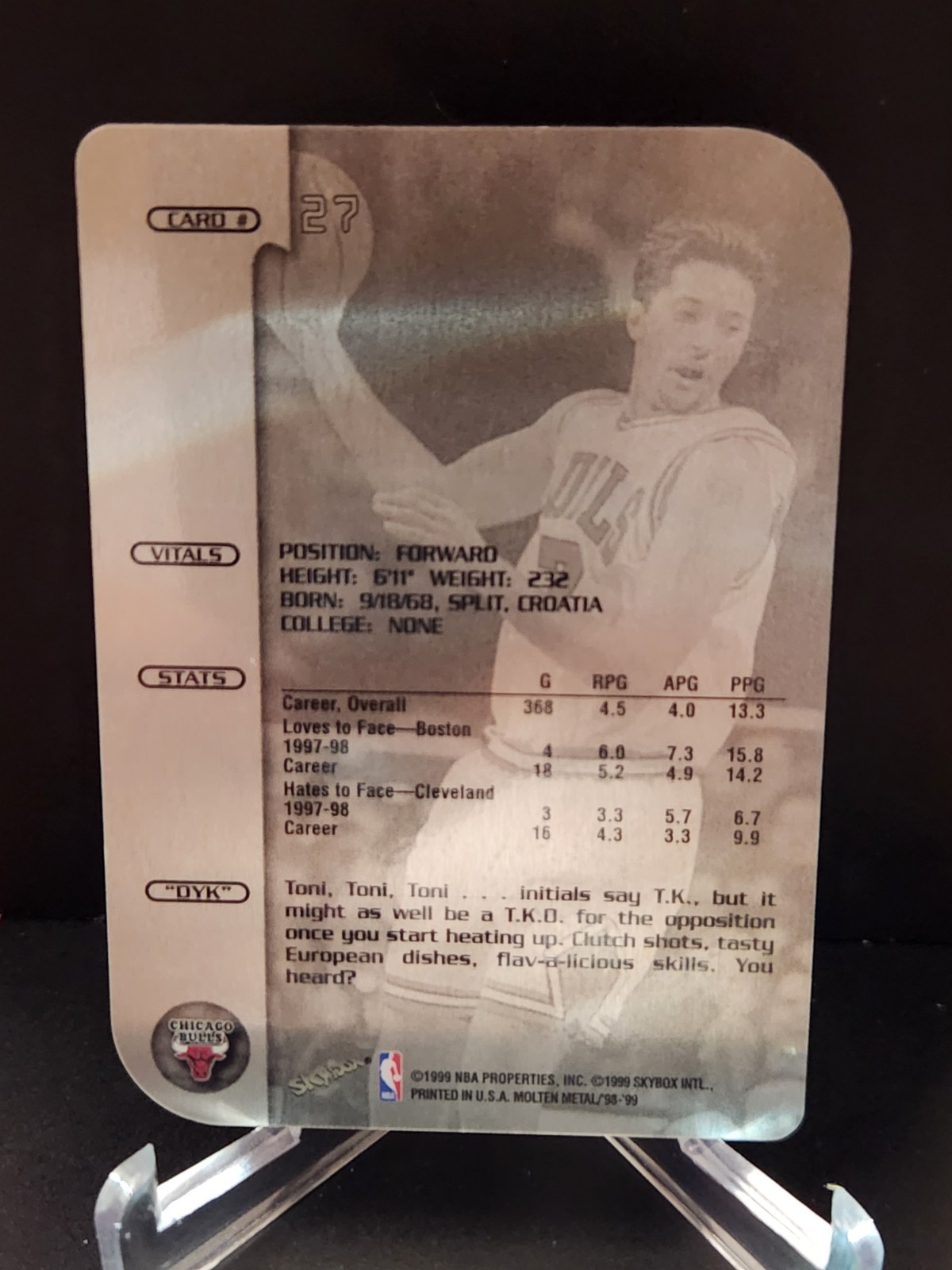 1998-99 Skybox Molten Metal – Metal Smiths Toni Kukoc #27 Xplosion