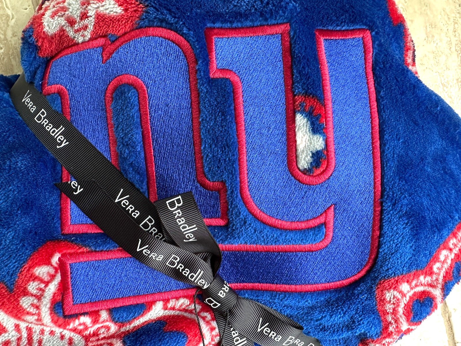 VERA BRADLEY NFL GIANTS OVERSIZED THROW BLANKET:NWT NEW YORK GIANTS 94″x66″
