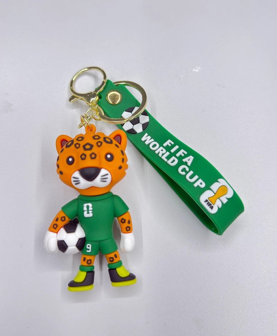 2026 World Cup Cartoon Mascot Keychain Soccer Trophy Cute Animal Gift Fans