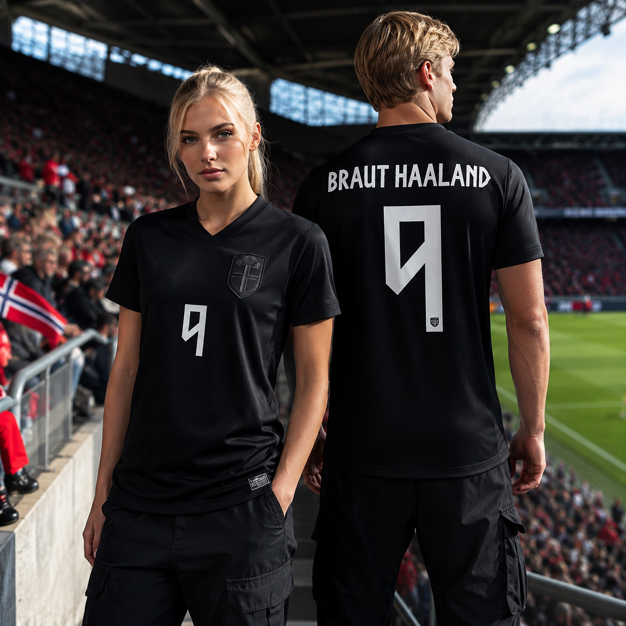Norway Heritage Black Soccer Jersey Vintage Football Fan Shirt Custom Name