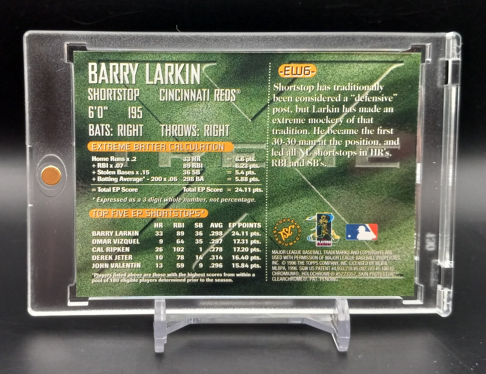 1996 Topps Stadium Club Extreme Players Winners Silver #EW6 Barry Larkin HOF