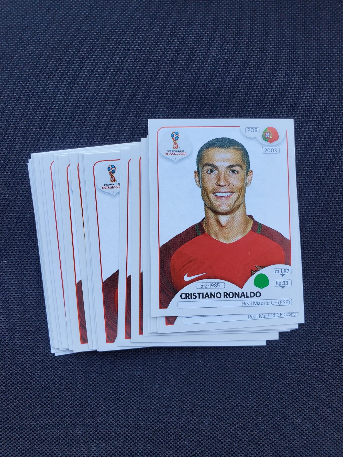 2018 Panini World Cup Russia Cristiano Ronaldo Sticker #130 Portugal New