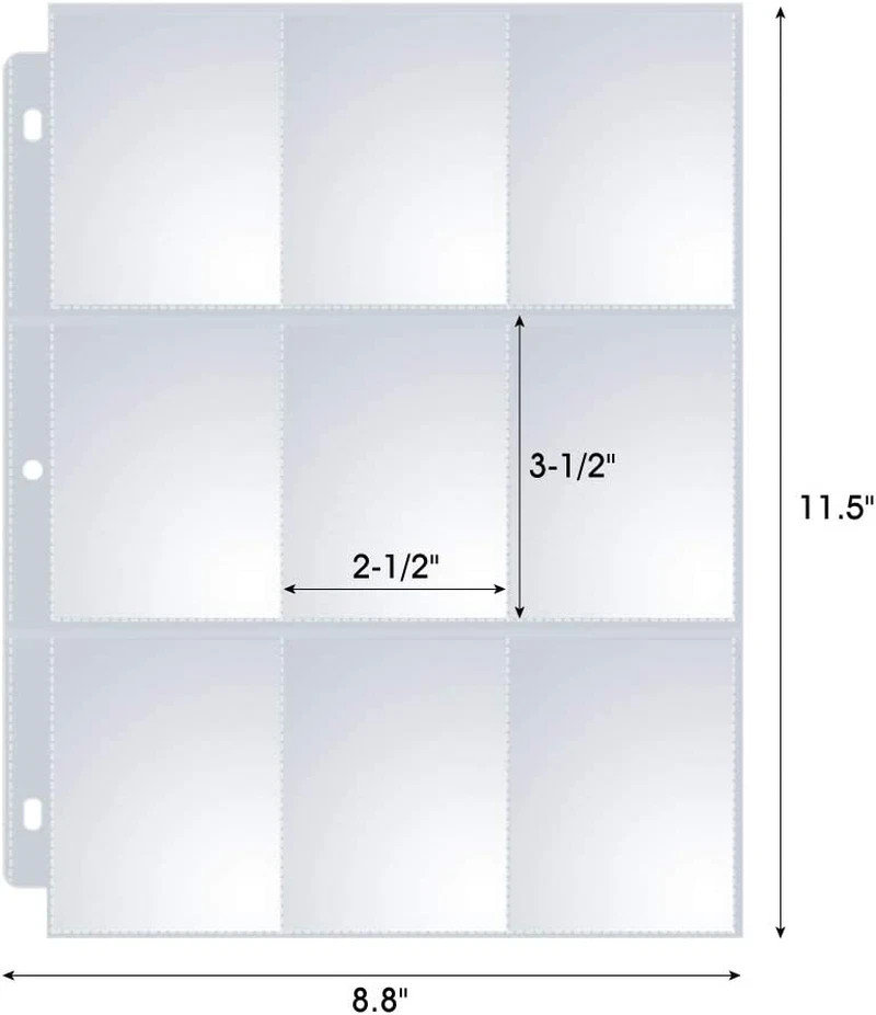 36 Pack 9 Pocket Page Protectors, Double Sided Trading Card Sleeves for 3 Ring
