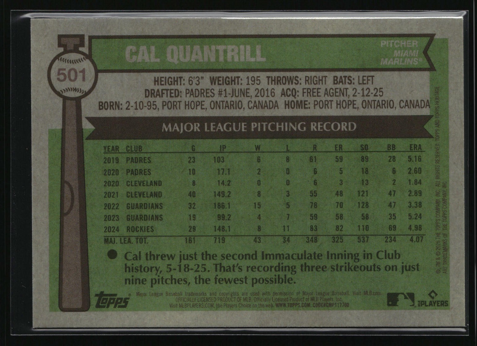 2025 Topps Heritage #501 Cal Quantrill Chrome Light Blue Sparkle Refractor