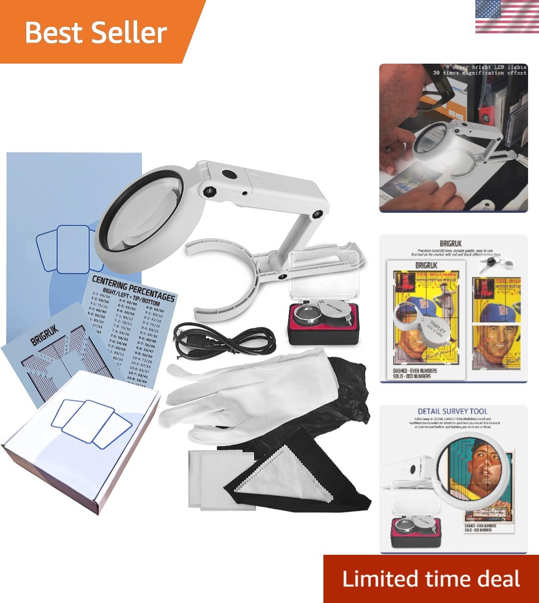Compact 2X LED Magnifying Loupe with Microfiber Cloth – Grading Made Easy