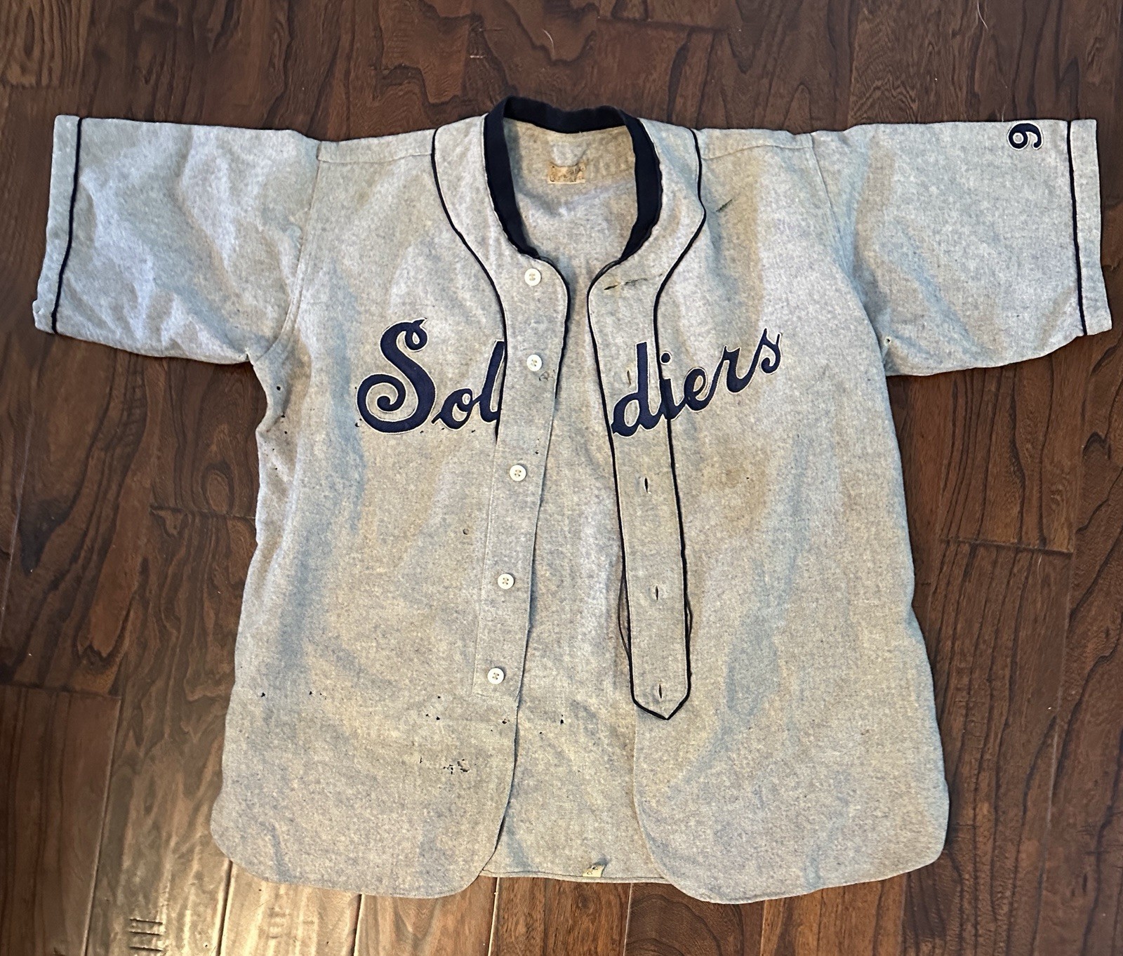 Vintage 40s ‘Soldiers’ Flannel Baseball jersey College Athletic Co Dodge Davis