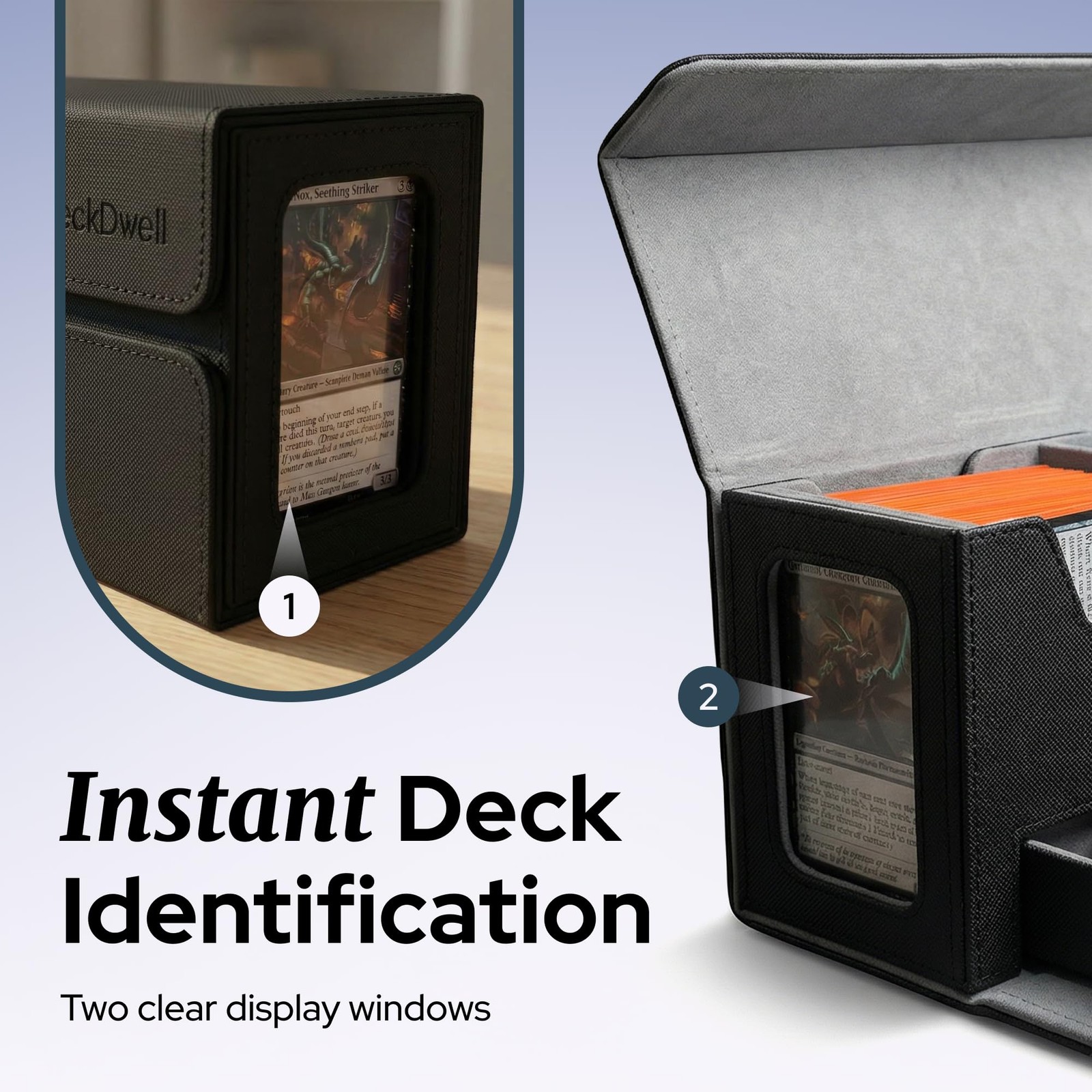Card Deck Box Fits 200+Double Sleeved,Commander Deck Box W/ Dice Tray &Toploader