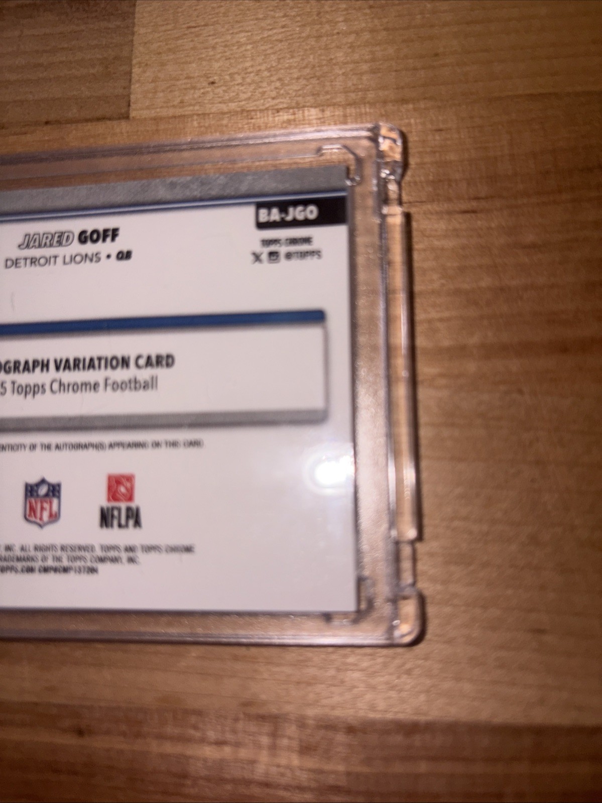 2025 Topps Chrome – Autographs Jared Goff #BA-JGO Teal Refractor 147/299 Lions