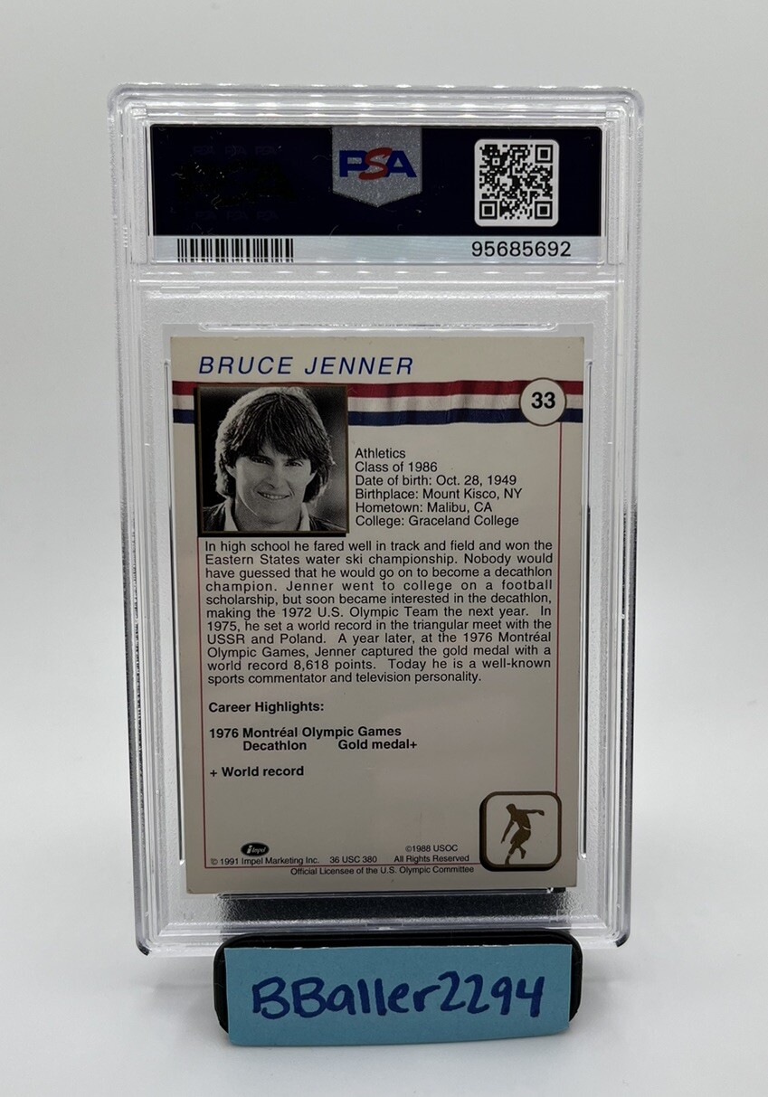 1991 Impel US Olympic Cards Bruce Jenner Decathlon Auto #33 PSA/DNA 8 – POP 1