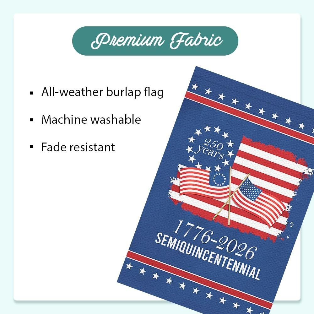 American 250 Garden Flag 12 x 18 Inch, USA 250th Anniversary Patriotic Garden Fl