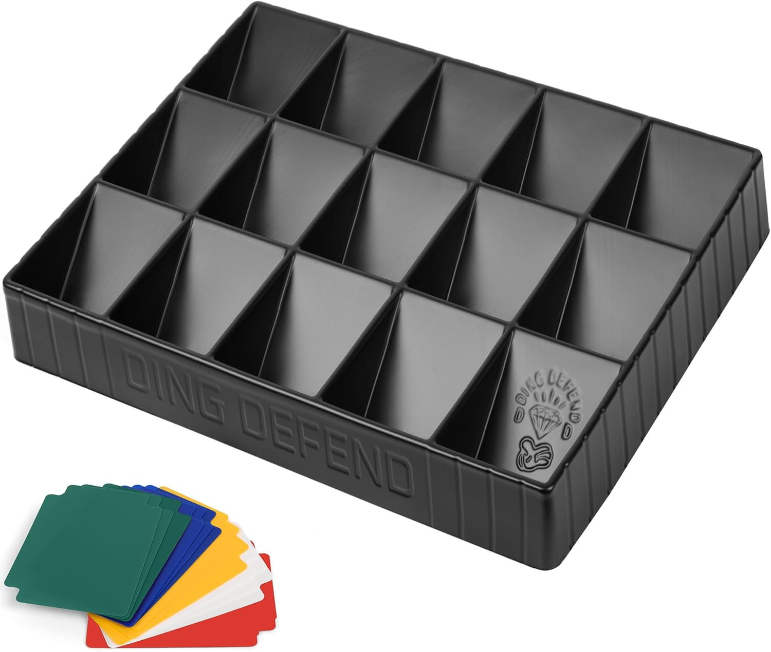 Stackable 15-Compartment Card Sorting Tray with Dividers