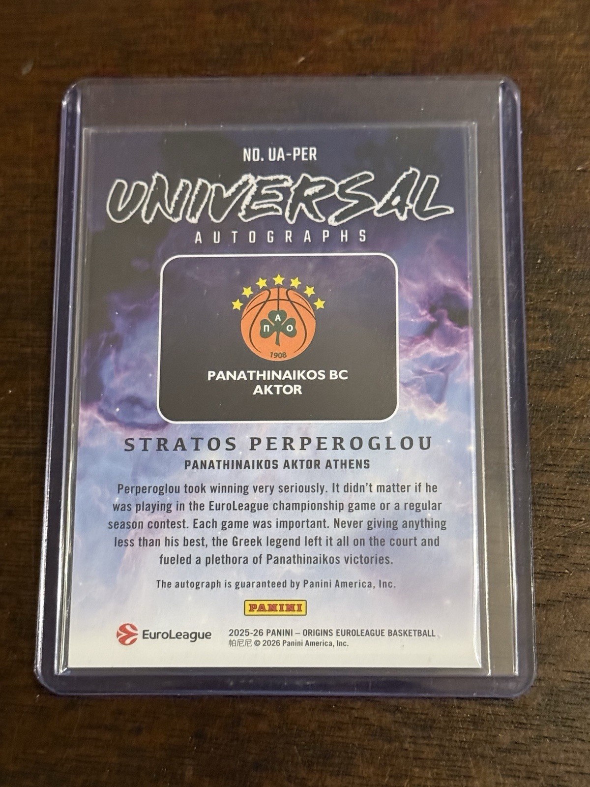 2025-26 Panini Origins Euroleague Stratos Perperoglou Universal Autograph Card
