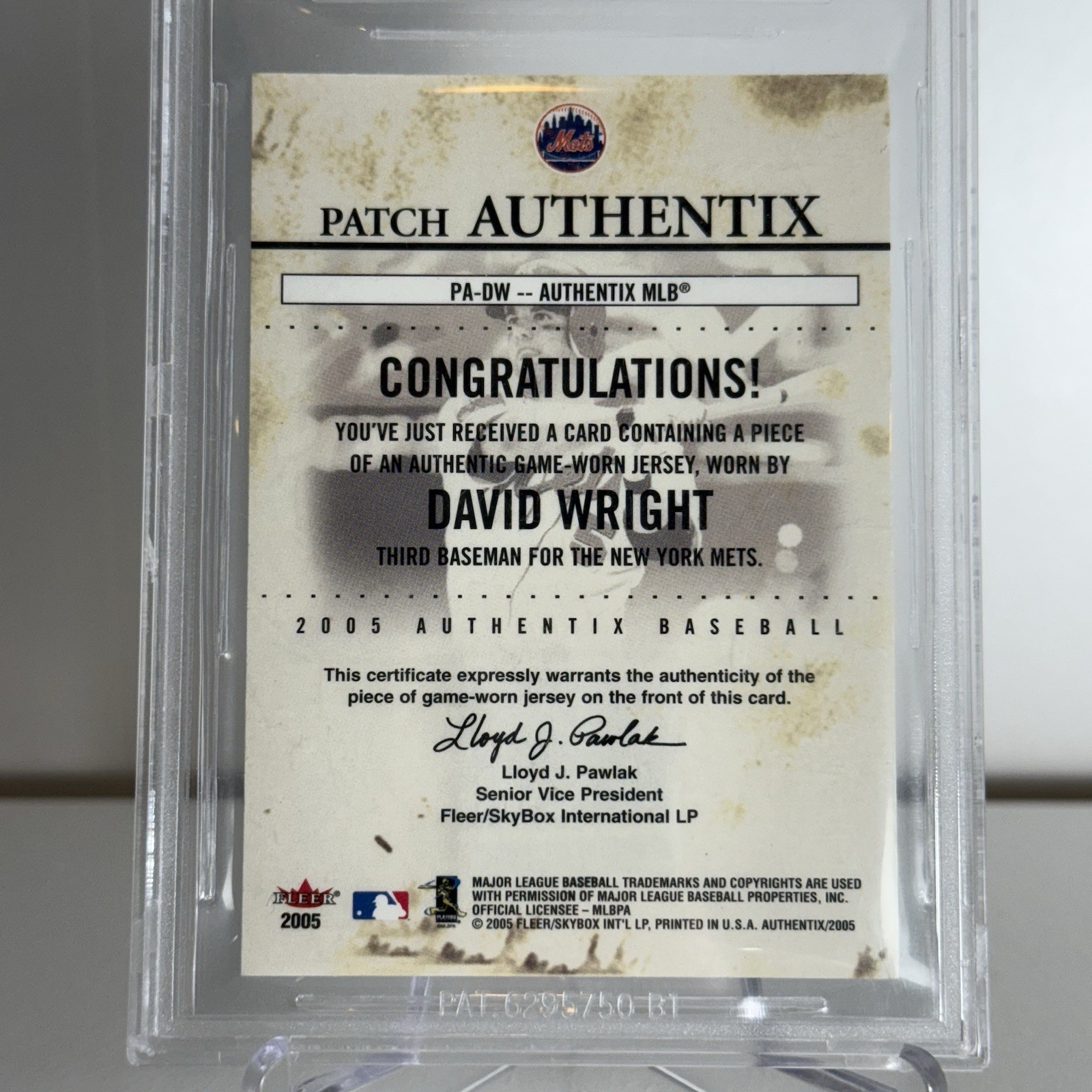 RARE 2005 Fleer Authentix #DW David Wright /5 Rookie Shea Patch Club Box